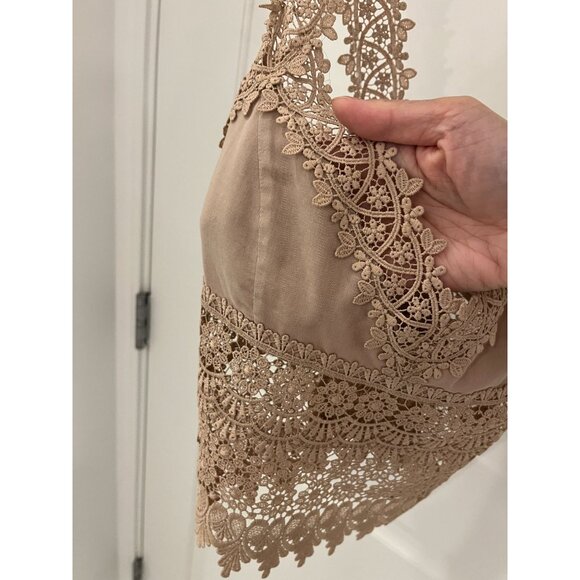 NWOT Charo Ruiz Ibiza Lace Cross Back Tank Top Bralette Top Nude Beige SMALL - Picture 5 of 6
